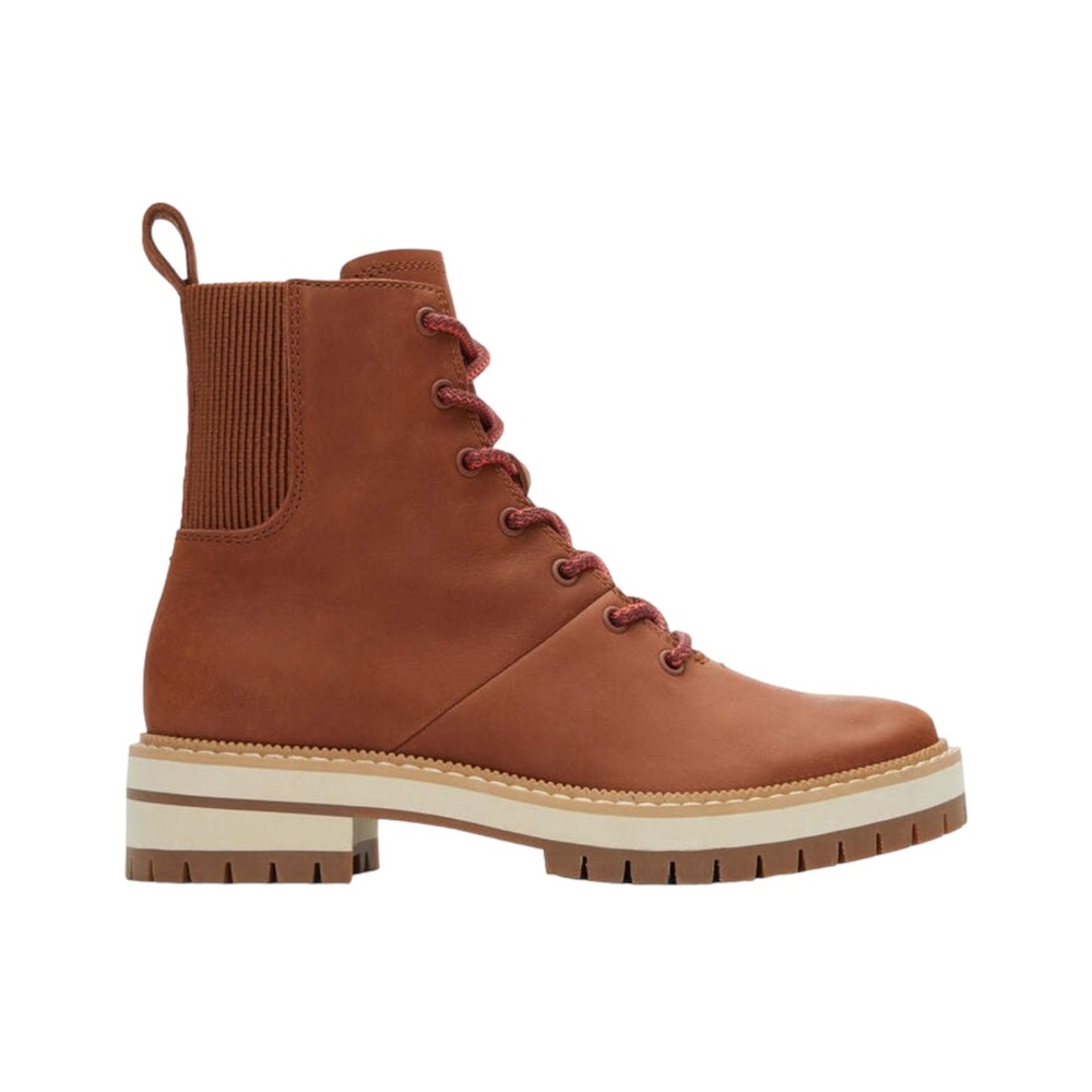 New! Toms Frankie Brown Water Resistant Lace-Up Boot